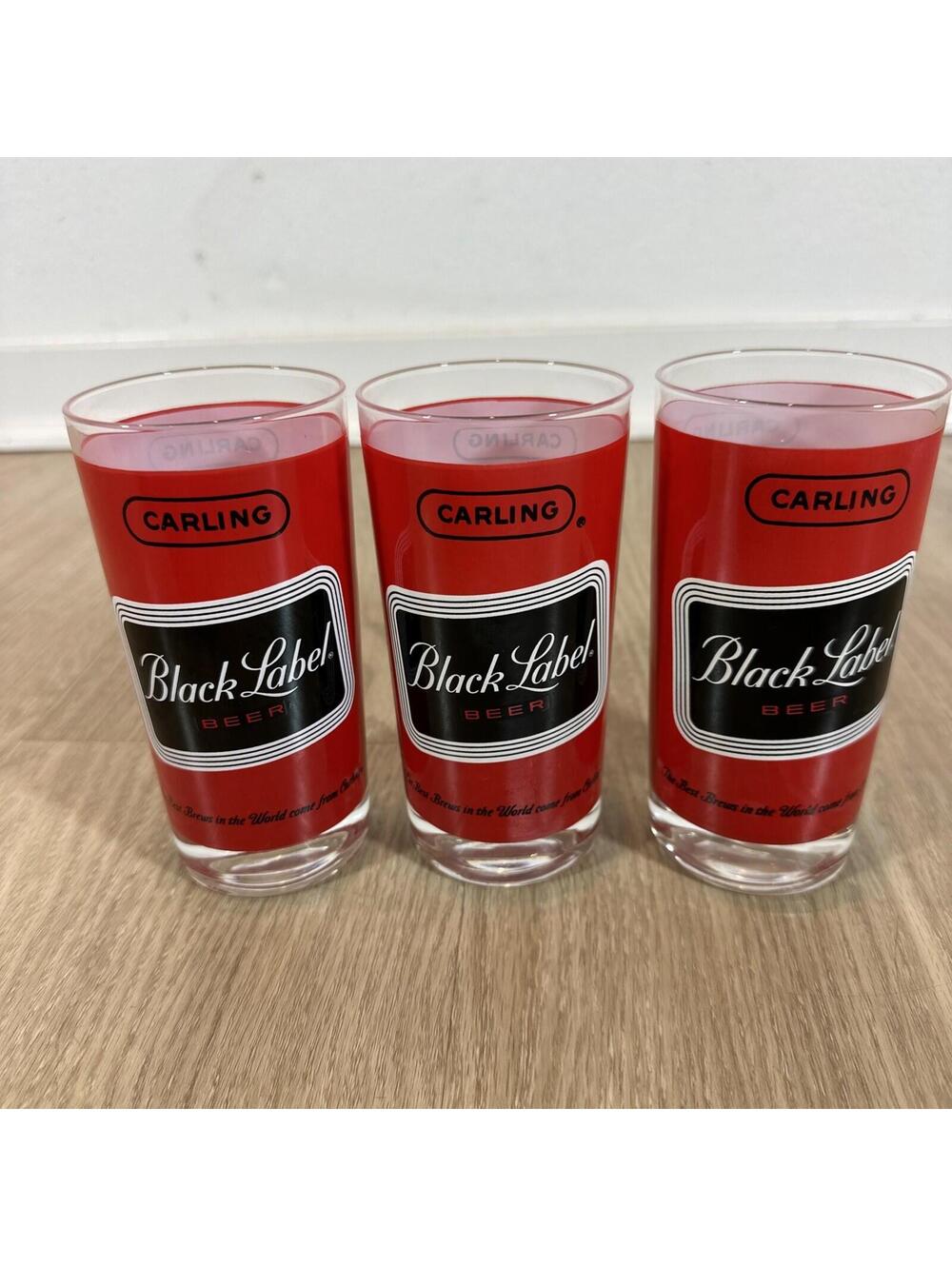 Lot Of 3 Vintage Black Label from Carling Beer Glass 5.25" Tall 10 oz